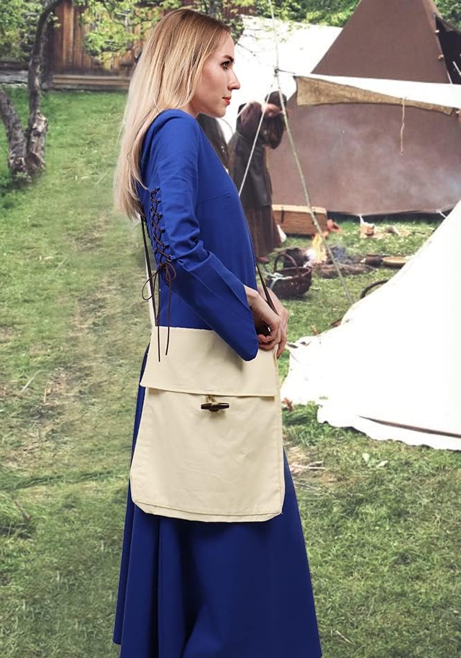 Procos Medieval Canvas Shoulder Bag, Pilgrim Pouch Bag Renaissance Viking Cosplay Accessory - Image 3